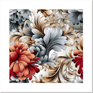 Winter inspired colorful silver sage flower pattern Posters and Art